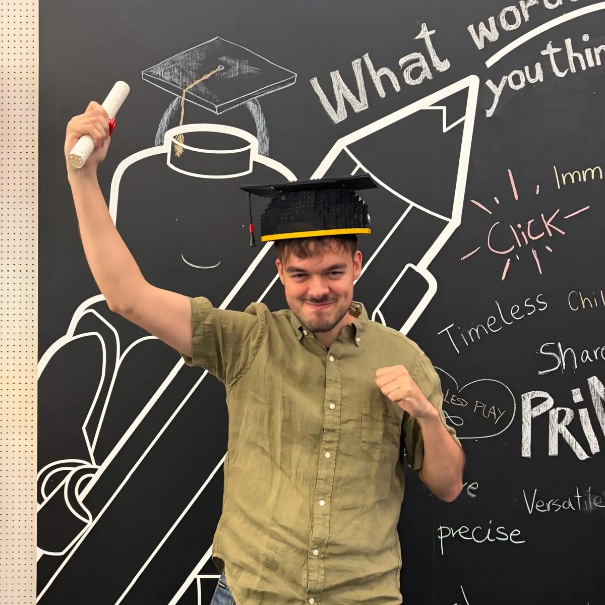 Matthias Peene celebrating his graduation